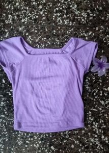 Cute Lilac Ribbed Crop Top