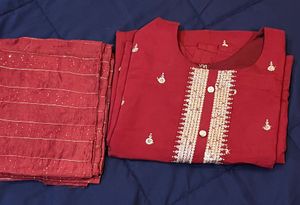 Elegant Maroon Kurta Set with Dupatta
