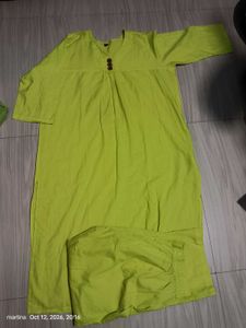 Vibrant Green Cotton Kurta Set