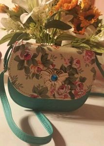 Floral Crossbody Bag with Bee Accent