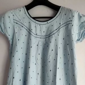 Comfortable light blue cotton nighty