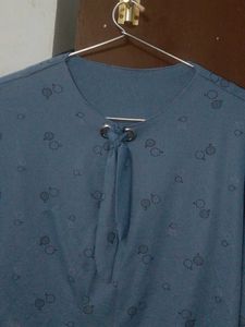 Blue Printed Cape Style Top