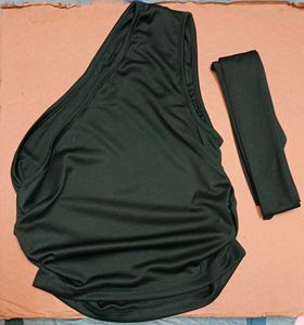 Shein One Shoulder Ruched Short Top with Neck Scar