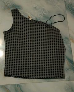 Gingham One Shoulder Top