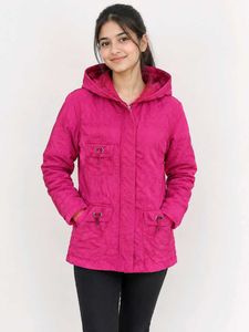 Fuchsia Hooded Quilted Jacket