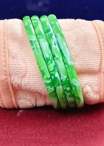 Vibrant Green Swirl Bangles Set