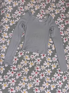 Light Blue Long Sleeve Cropped Top