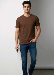 unisex Zudio Casual Brown Ribbed T-Shirt