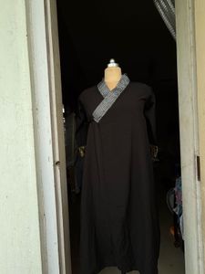 Elegant Black Kimono with Unique Neckline