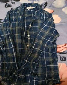 Blue Plaid Button-Up Shirt