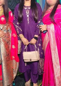 💜 Purple Kurta Set with embroidery and stone work