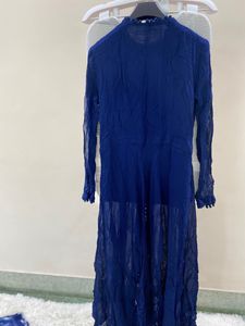 Elegant Blue Crushed Georgette Abaya Style