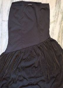 Black Strapless Midi Dress
