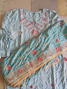 Embroidered Kurta Set with Dupatta