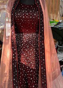 Exquisite Maroon Velvet Lehenga Choli