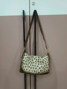 Leopard Print Chain Accent Hobo Bag