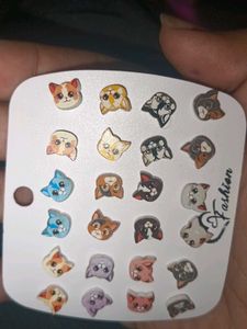 Cute Cat Face Stud Earrings Set