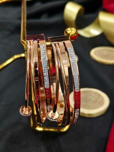 Elegant Rose Gold Bangles with Crystals