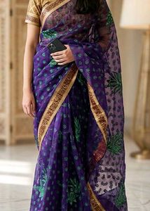 Exquisite Purple Embroidered Saree