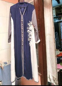 Elegant Embroidered Blue&amp;White anarkali Kurta used