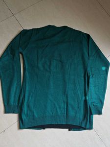 Stylish Teal Cardigan with Striped Inner attached