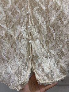 2 Vintage Lace Button-Up Blouse Tops