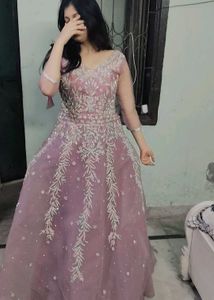 Elegant purple zarkan with katdana Embroidered Gow