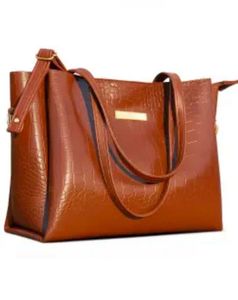Chic Brown Croc-Embossed Tote Bag
