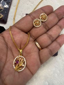 Gold Plated Pendant & Earring Set
