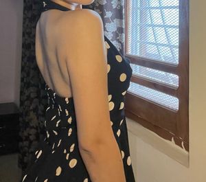 Chic Polka Dot Halter Neck Dress