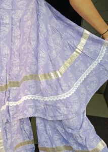 Lilac Printed Kurta Set with Dupatta