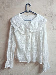 Partywear Vintage Lace Blouse Shirt Sheer