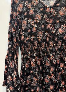 Floral Print V-Neck Mini Dress