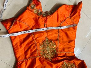Stunning Orange Embroidered Ethnic Gown