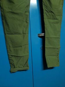 Olive Green Paperbag Waist Tie Knot Pants Trouser