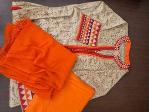 3 piece beige-orange Suit Set