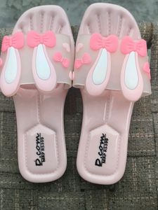 Pink Rabbit Color Slippers For Girls
