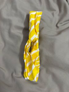 Yellow & White Striped Knot Headband