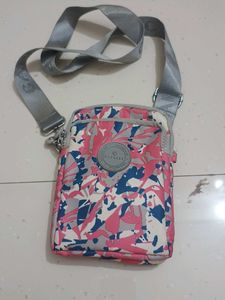 Cute Pink & Blue Floral Crossbody Bag
