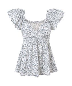 Floral Print Puff Sleeve Top