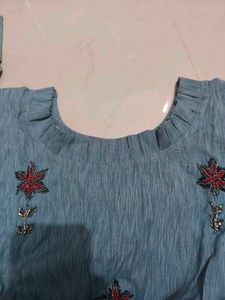 Light Blue Embroidered Kurta