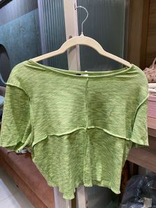 Light Green Textured Cropped Top