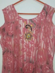 Sleeveless Net Anarkali Suit Set