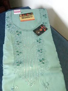 Elegant Pastel Sea green  Cotton Unstitched Suit