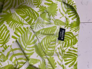 Vibrant Leaf Print Wide Leg Pants