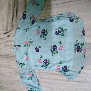 Light Blue Floral Print Kurta