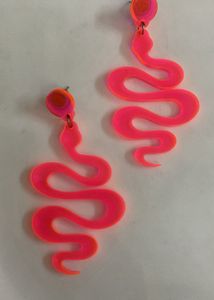 Neon Pink Snake Drop Earrings