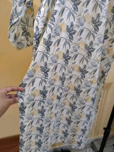 Beautiful Grey Kurti Plazo Set Cotton Fabric