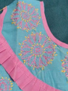 Chikankari Cute Blue &amp; Pink Baby Dress