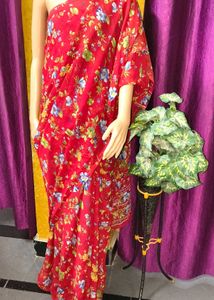 Beautiful Red Floral Saree